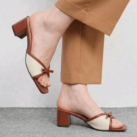 Aurora Bow Block Heel Mules