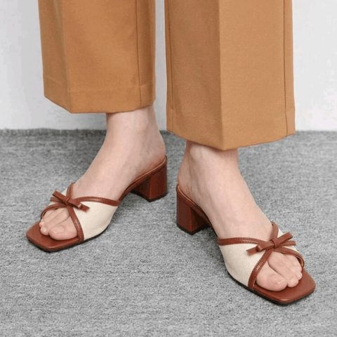 Aurora Bow Block Heel Mules
