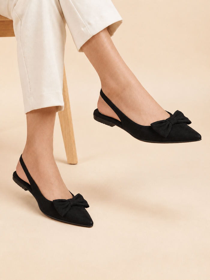 Bow Decor Slingback Pointed Mule