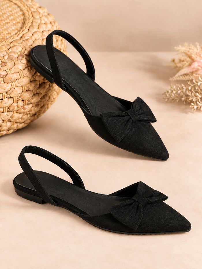 Bow Decor Slingback Pointed Mule