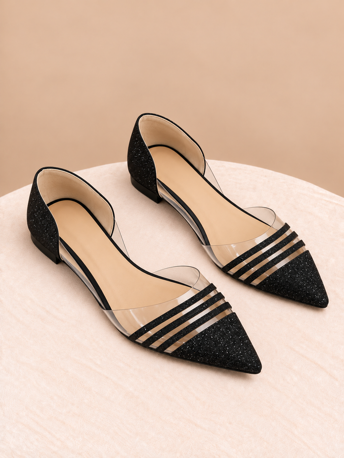 Clear Glitter Pointed Mule