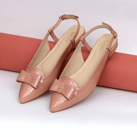 Croc Bow Decor Slingback Pointed Mule