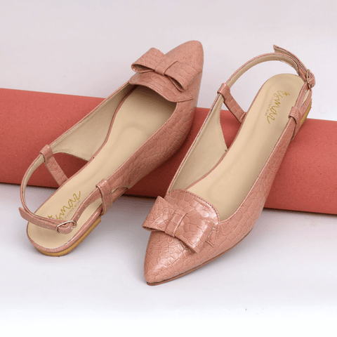 Croc Bow Decor Slingback Pointed Mule