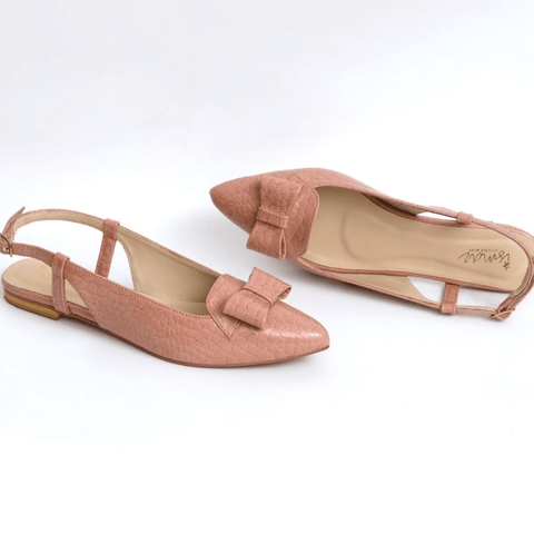 Croc Bow Decor Slingback Pointed Mule