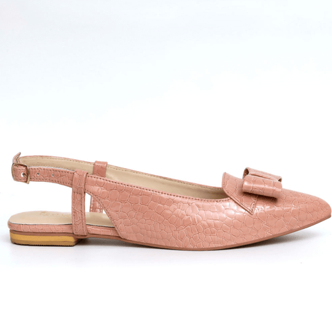 Croc Bow Decor Slingback Pointed Mule