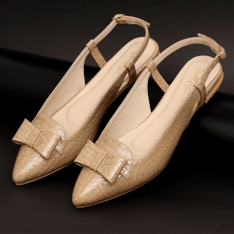 Croc Bow Decor Slingback Pointed Mule