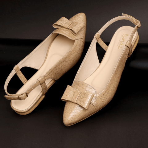 Croc Bow Decor Slingback Pointed Mule