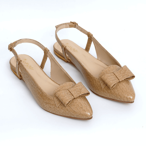 Croc Bow Decor Slingback Pointed Mule