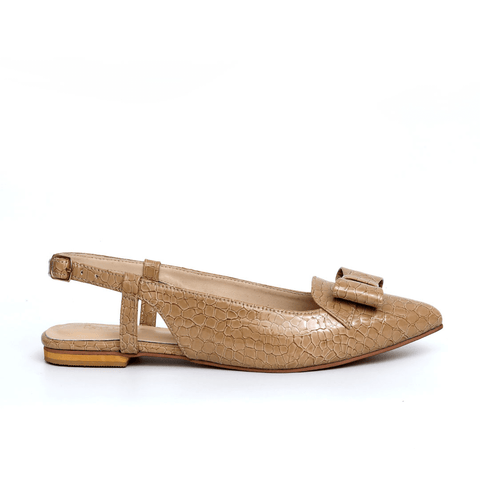 Croc Bow Decor Slingback Pointed Mule