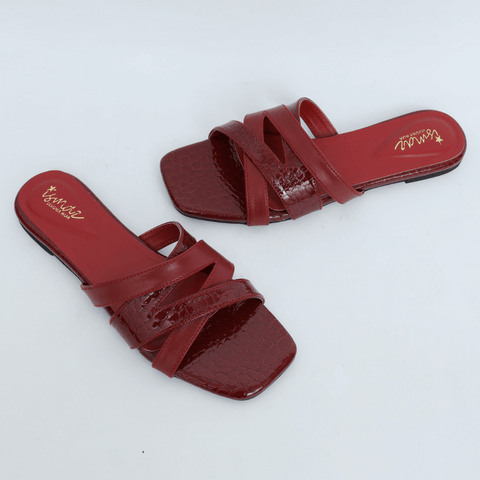 Cross Croc Open Toe Flat Slipper