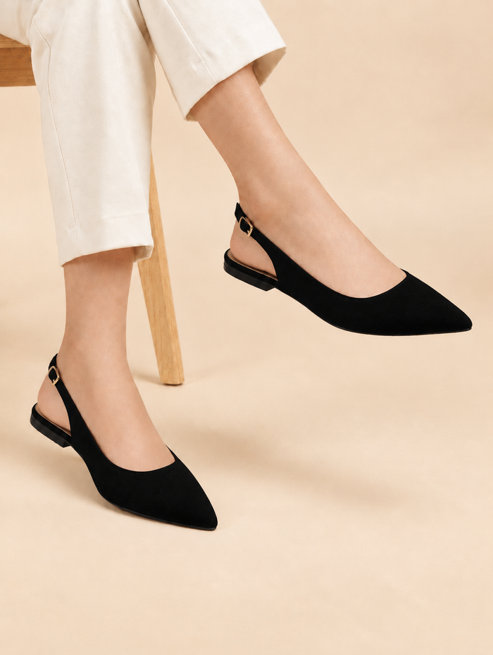 Faux Suede Pointed Slingback Mule