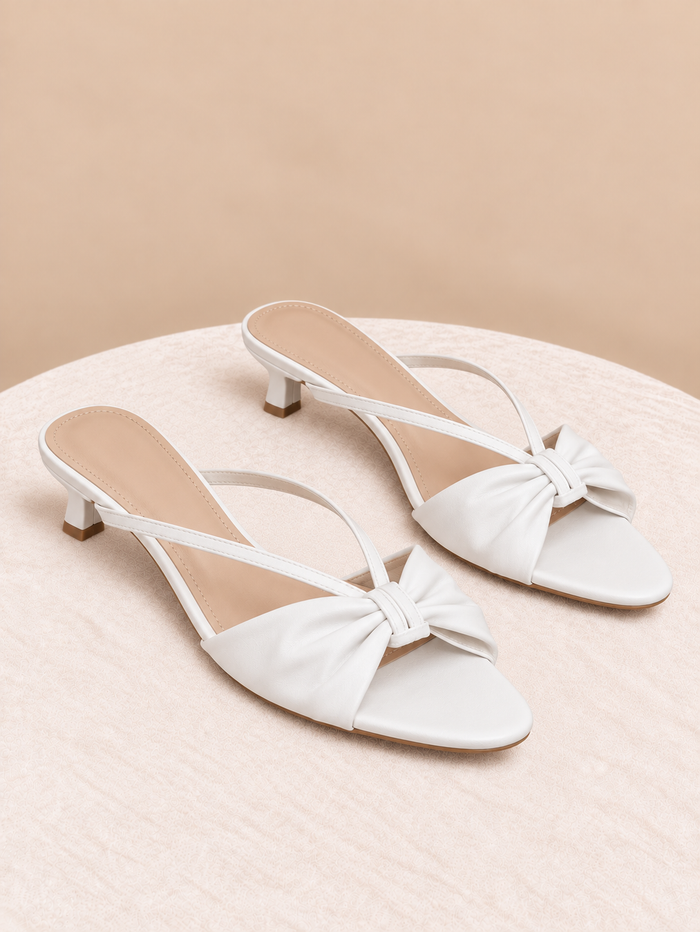 Knot Decor Stitch Heeled Sandals