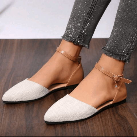 One-Buckle Closed-Toe Flat Sandals