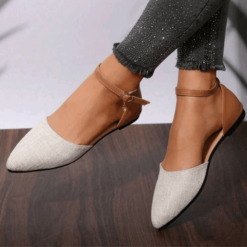 One-Buckle Closed-Toe Flat Sandals