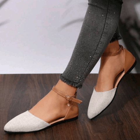 One-Buckle Closed-Toe Flat Sandals