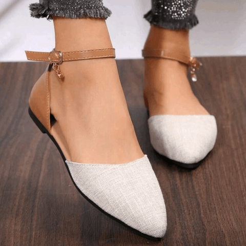 One-Buckle Closed-Toe Flat Sandals