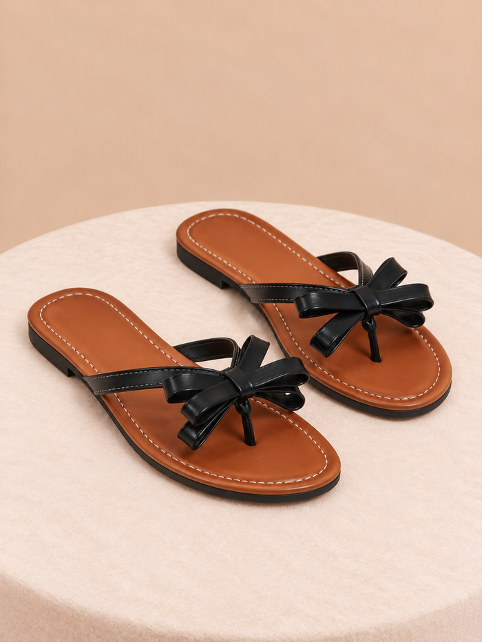 Planare Bow Open Toe Slippers