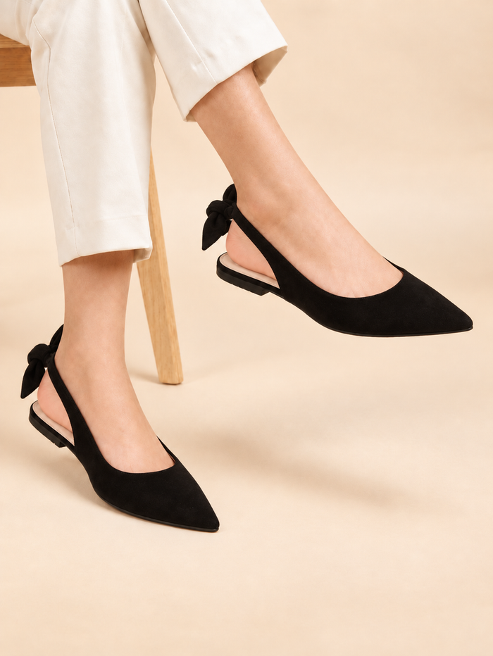 Suede Knot Pointed Sandal Mule