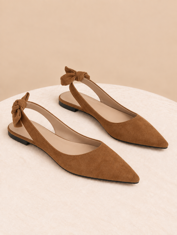 Suede Knot Pointed Sandal Mule