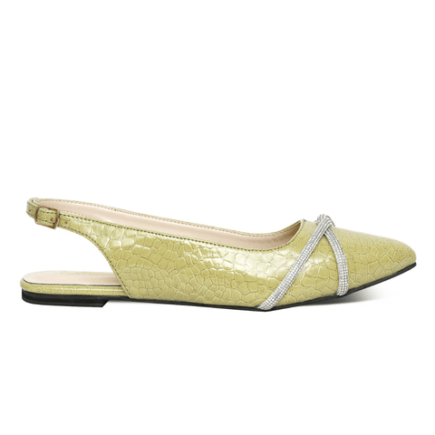 Twisted Chained Pointed Toe Slingback Mule