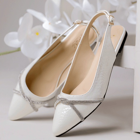 Twisted Chained Pointed Toe Slingback Mule