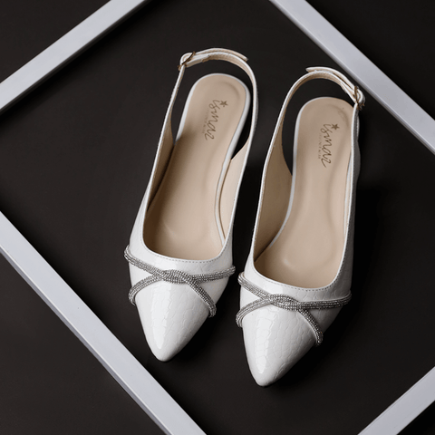 Twisted Chained Pointed Toe Slingback Mule