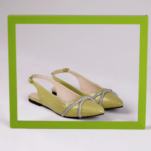 Twisted Chained Pointed Toe Slingback Mule