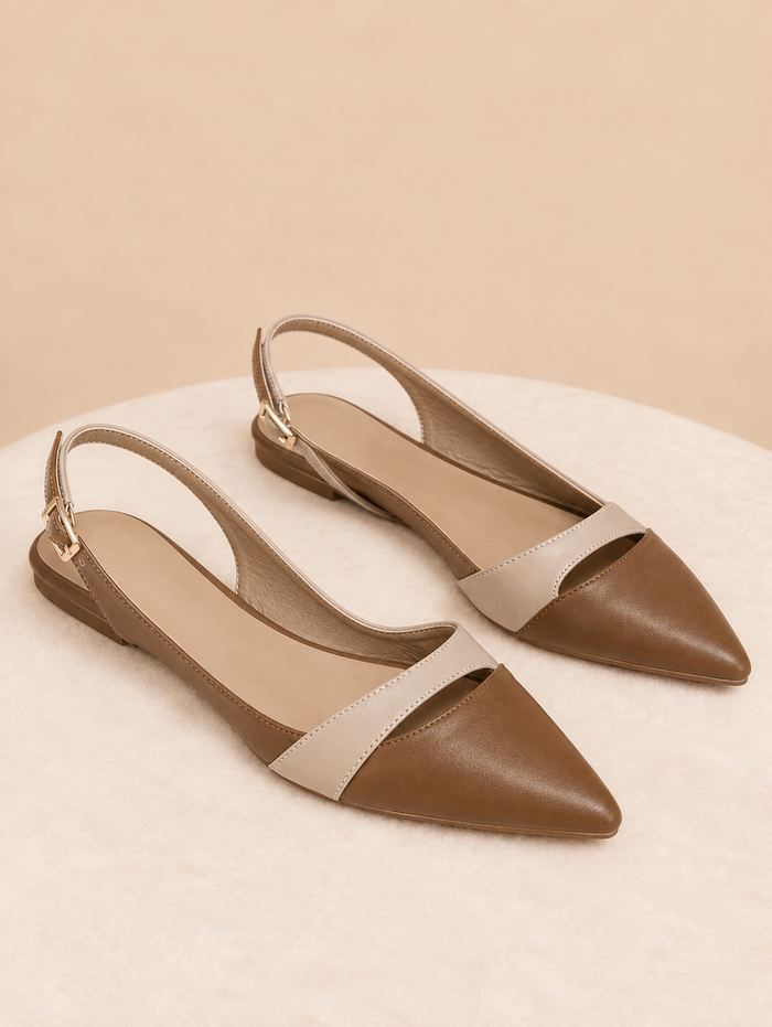 Two Tone Pointed Slingback Flats