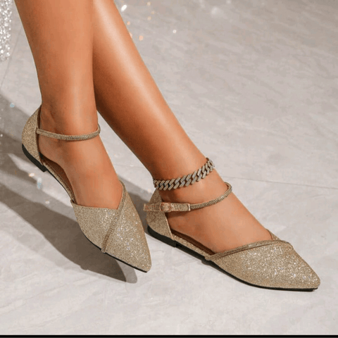 V-Cut Decor Pointed Flat Mule