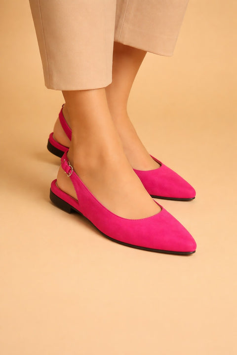 Faux Suede Pointed Slingback Mule