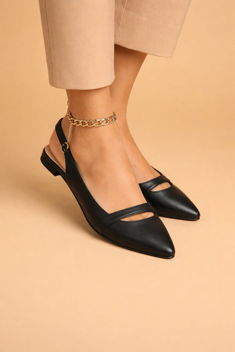 Two Tone Pointed Slingback Flats