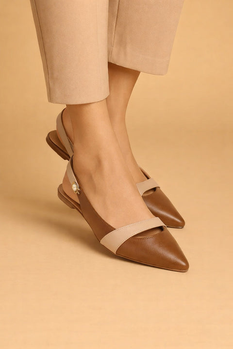 Two Tone Pointed Slingback Flats
