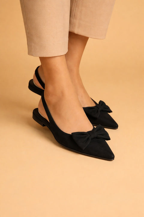 Bow Decor Slingback Pointed Mule
