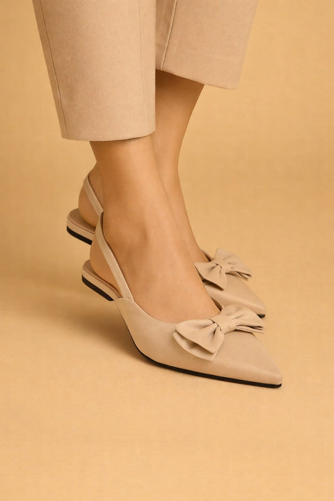 Bow Decor Slingback Pointed Mule