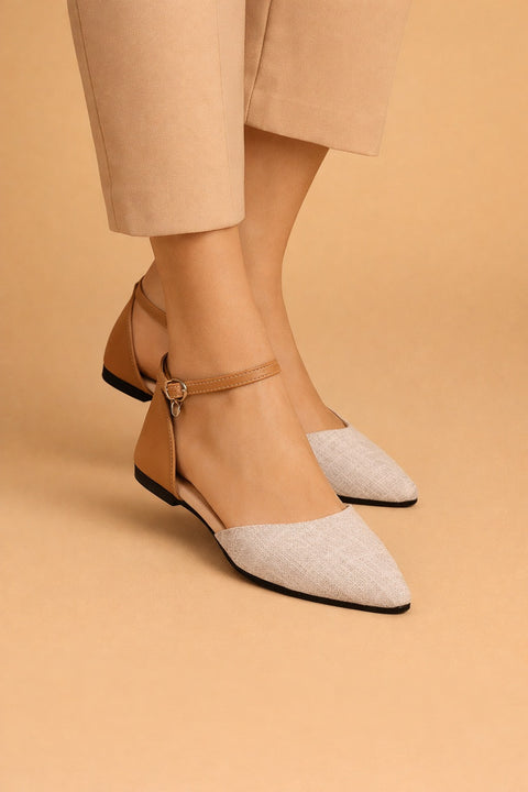 One-Buckle Closed-Toe Flat Sandals