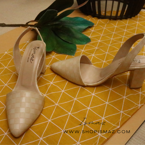 Allure Check Sling Back Chunky Block Heel