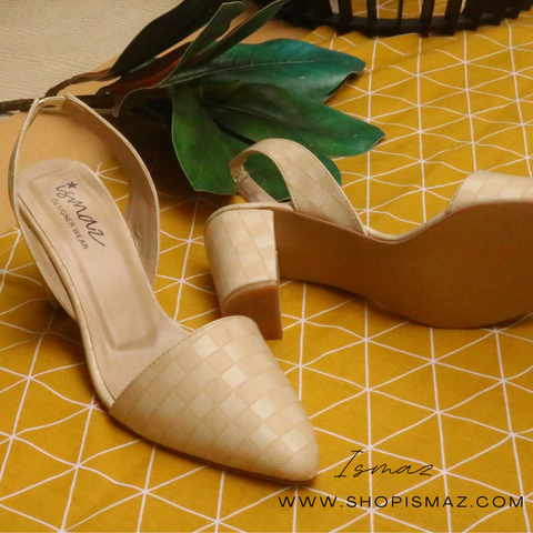 Allure Check Sling Back Chunky Block Heel