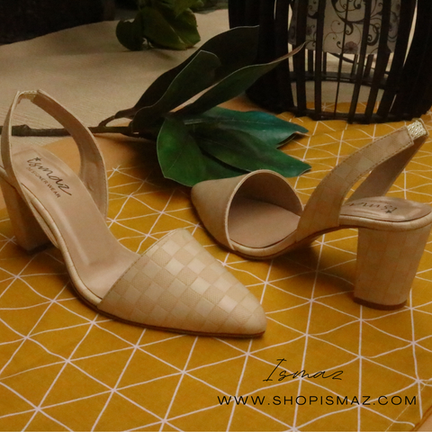 Allure Check Sling Back Chunky Block Heel