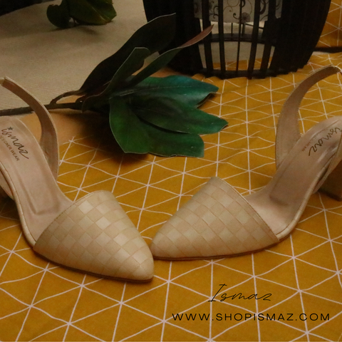 Allure Check Sling Back Chunky Block Heel