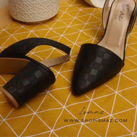 Allure Check Sling Back Chunky Block Heel