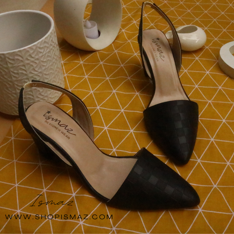 Allure Check Sling Back Chunky Block Heel